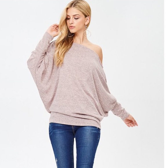 Marbled Knit Dolman Top Blush - Picture 5 of 9